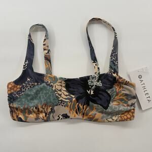 Athleta Bikini Top 36B/C Square Neck Bra Cup Printed Swim NWT Multicolor $69